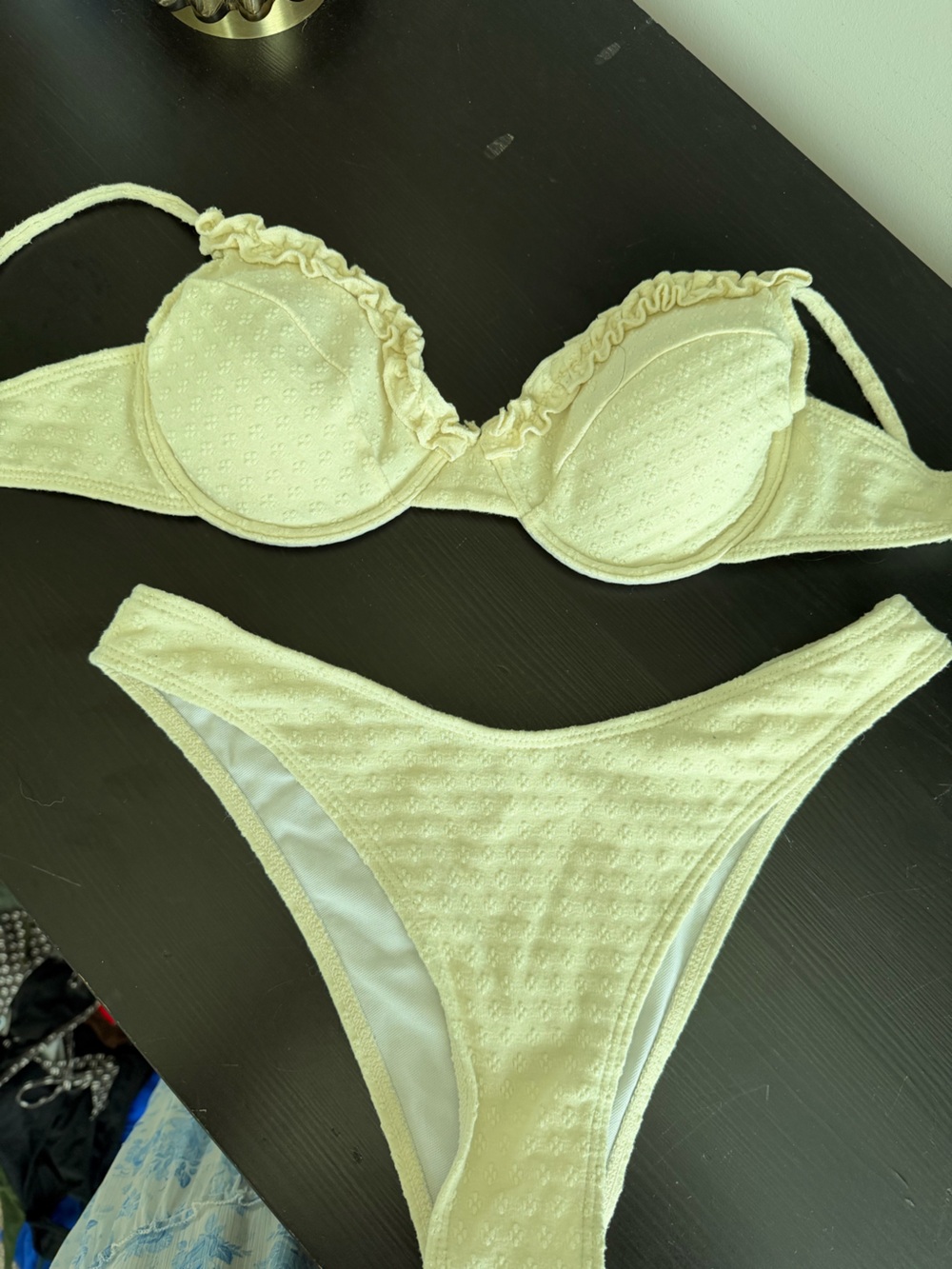Women’s Cream yellow Textured Bikini Set